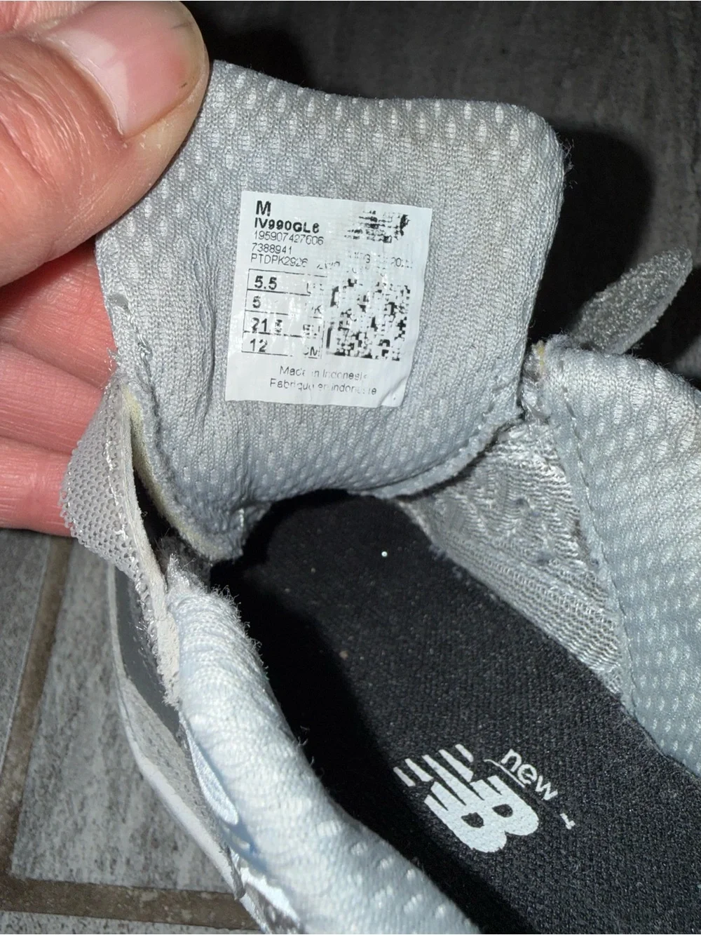 New Balance Baby Hook and Loop 990V6 grey suede sneakers